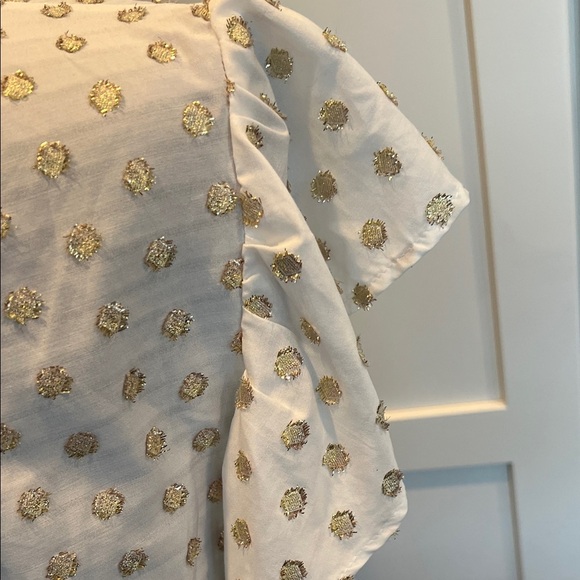 Anthropologie Amadi White and Gold Women's Blouse XS - Picture 8 of 9